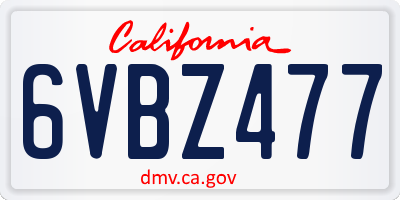 CA license plate 6VBZ477
