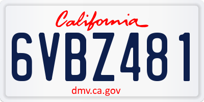 CA license plate 6VBZ481
