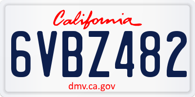 CA license plate 6VBZ482
