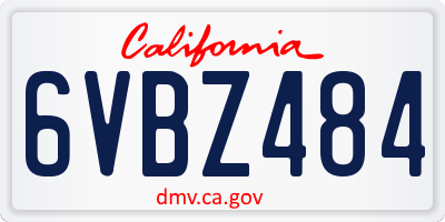 CA license plate 6VBZ484