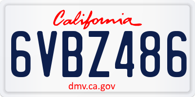 CA license plate 6VBZ486
