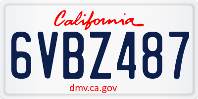 CA license plate 6VBZ487