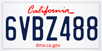CA license plate 6VBZ488