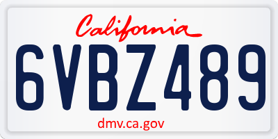 CA license plate 6VBZ489