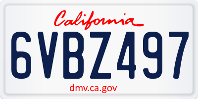 CA license plate 6VBZ497