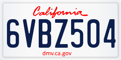 CA license plate 6VBZ504
