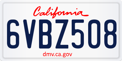 CA license plate 6VBZ508