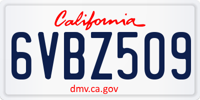 CA license plate 6VBZ509