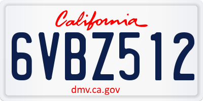 CA license plate 6VBZ512