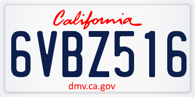 CA license plate 6VBZ516
