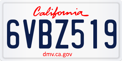CA license plate 6VBZ519