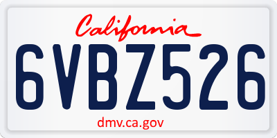 CA license plate 6VBZ526