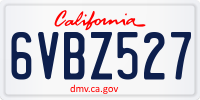 CA license plate 6VBZ527