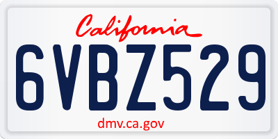 CA license plate 6VBZ529