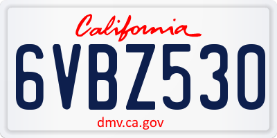 CA license plate 6VBZ530