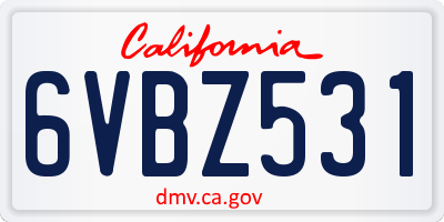 CA license plate 6VBZ531