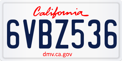 CA license plate 6VBZ536