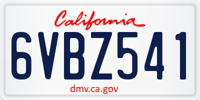 CA license plate 6VBZ541
