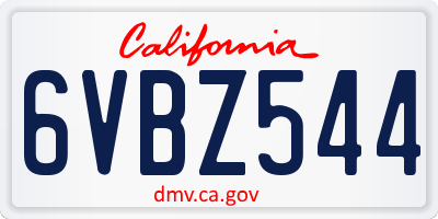 CA license plate 6VBZ544