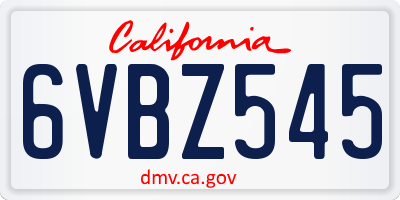 CA license plate 6VBZ545
