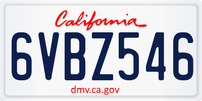 CA license plate 6VBZ546