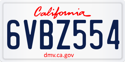 CA license plate 6VBZ554