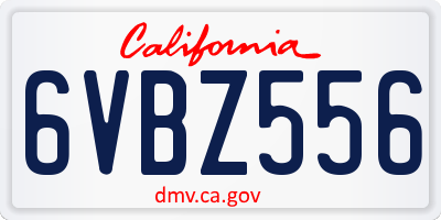 CA license plate 6VBZ556