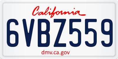 CA license plate 6VBZ559