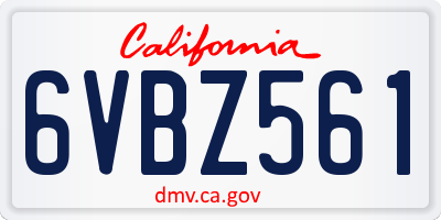 CA license plate 6VBZ561