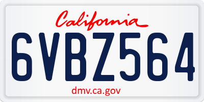 CA license plate 6VBZ564