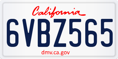 CA license plate 6VBZ565