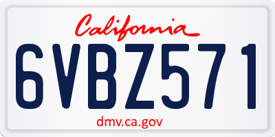 CA license plate 6VBZ571