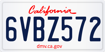 CA license plate 6VBZ572