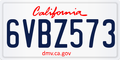 CA license plate 6VBZ573