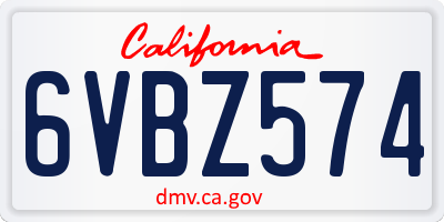 CA license plate 6VBZ574