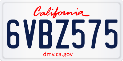 CA license plate 6VBZ575