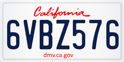 CA license plate 6VBZ576