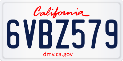 CA license plate 6VBZ579