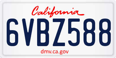 CA license plate 6VBZ588