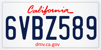 CA license plate 6VBZ589