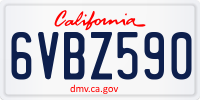 CA license plate 6VBZ590