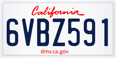 CA license plate 6VBZ591