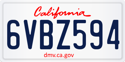 CA license plate 6VBZ594