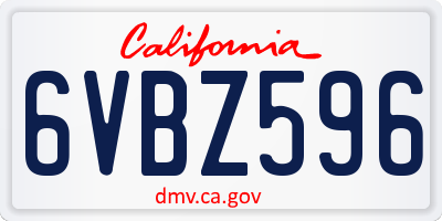 CA license plate 6VBZ596