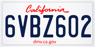 CA license plate 6VBZ602