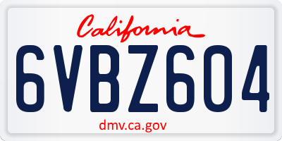 CA license plate 6VBZ604