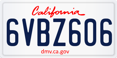 CA license plate 6VBZ606