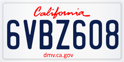 CA license plate 6VBZ608