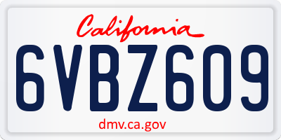 CA license plate 6VBZ609