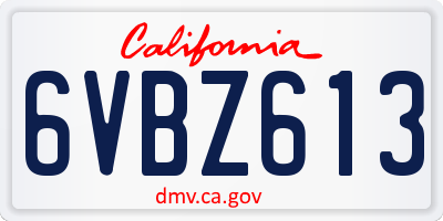 CA license plate 6VBZ613